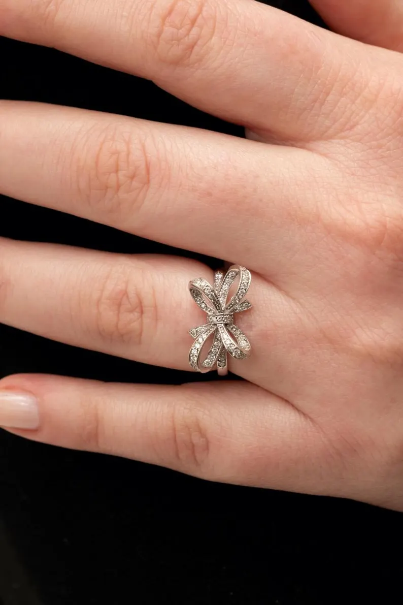 Essentials 10K Gold Dainty Bow Ring - Image 2